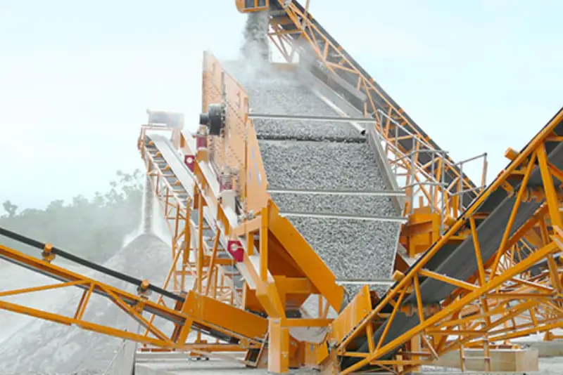 Stone Crusher and Screening Aggregate Equipment in Operation